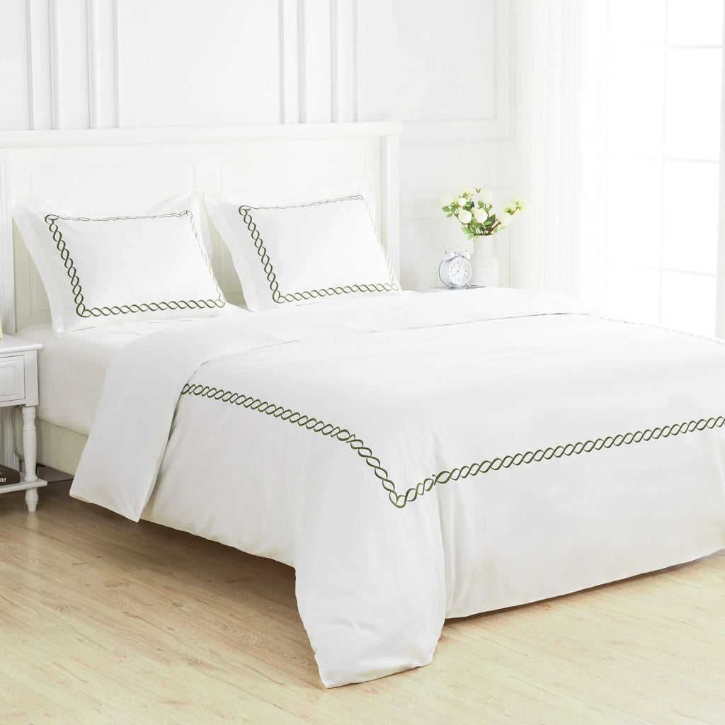 600 Thread Count Rope Embroidered Duvet Set, alternate view - House Of Avana