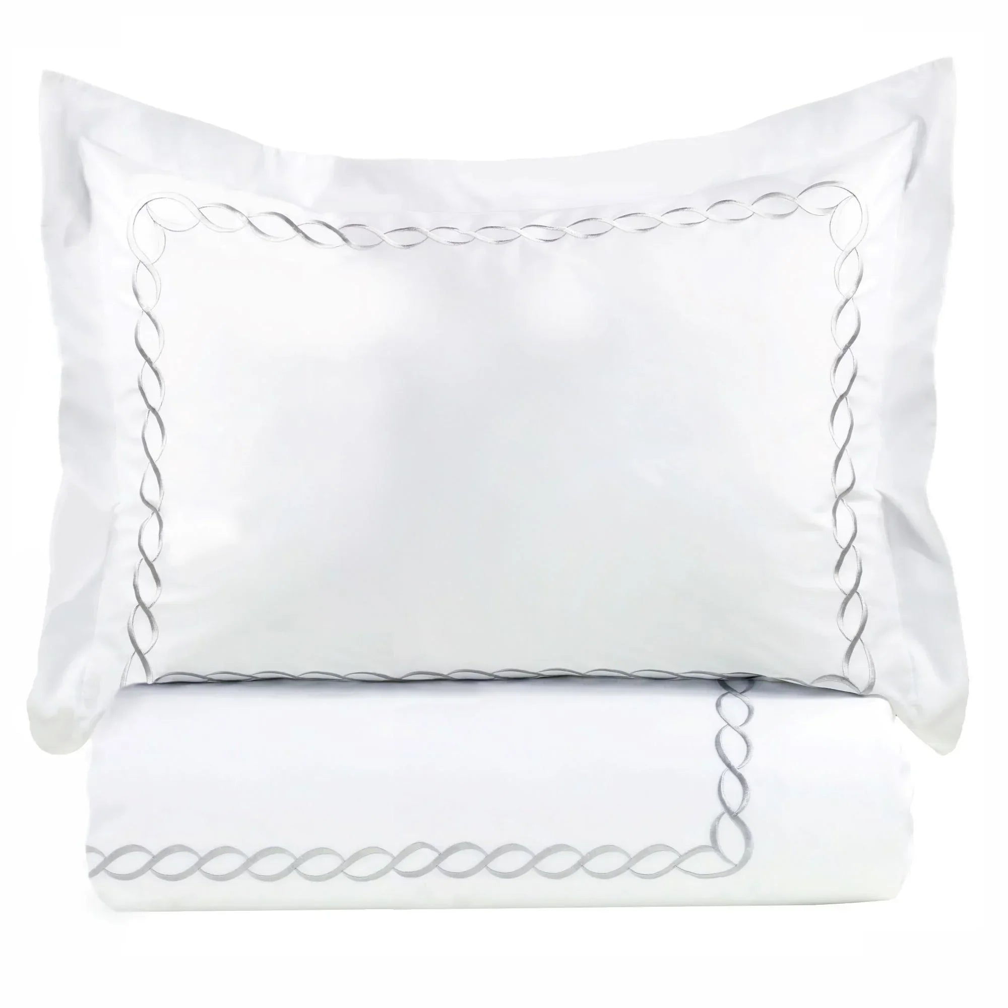 600 Thread Count Rope Embroidered Duvet Set, side view - House Of Avana