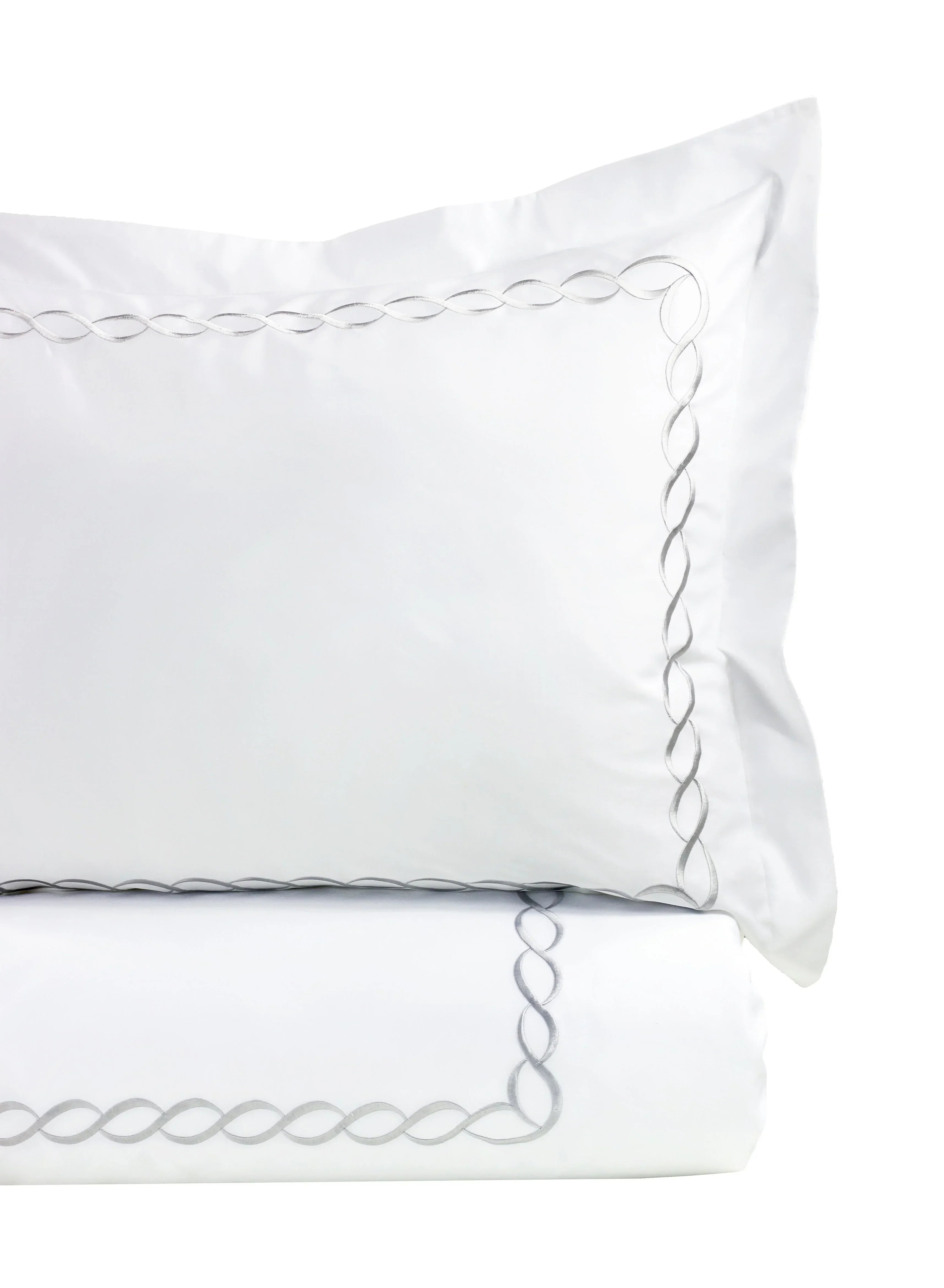 600 Thread Count Rope Embroidered Duvet Set, angled view - House Of Avana