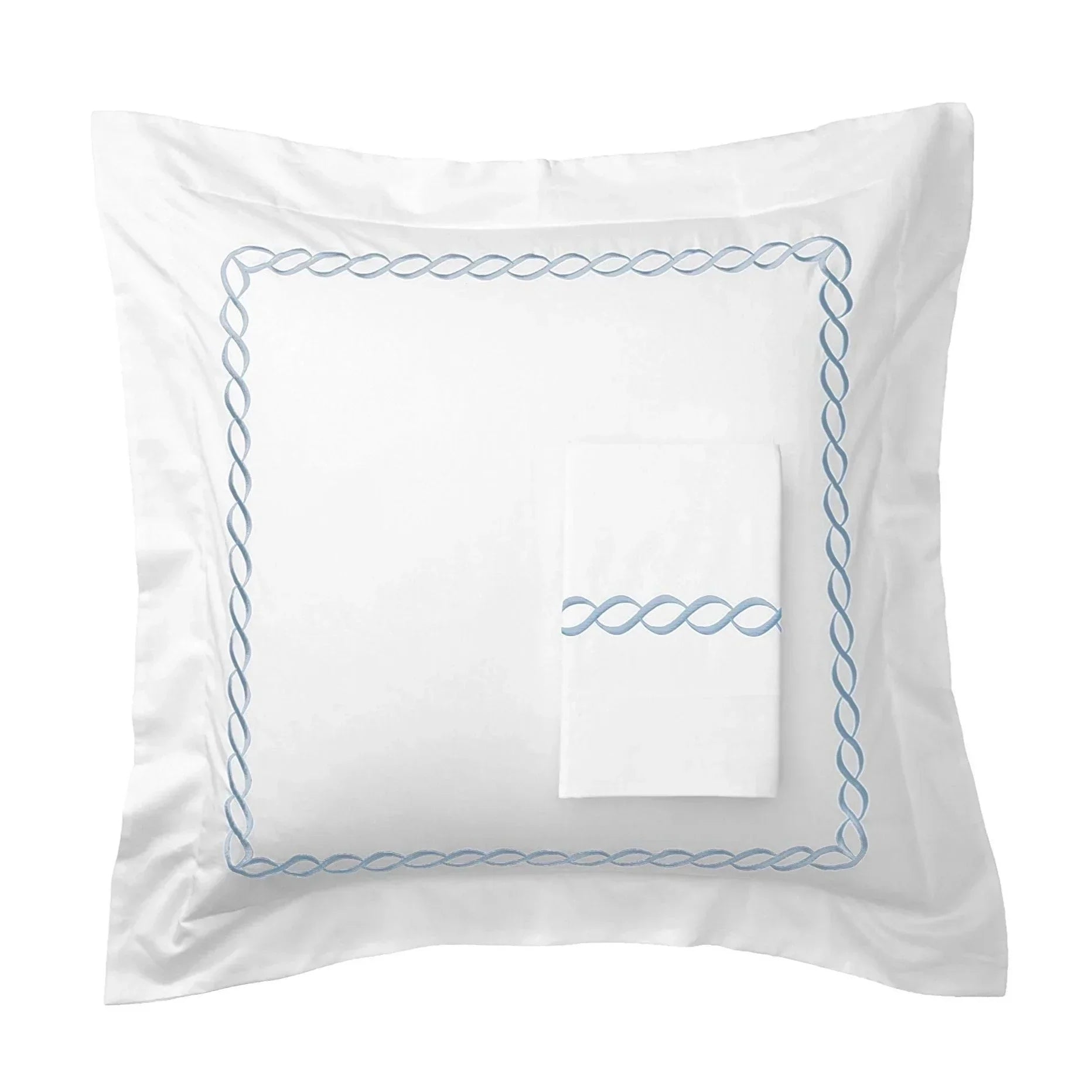 600 Thread Count Rope Embroidered Euro Sham Pairs, detail shot - House Of Avana