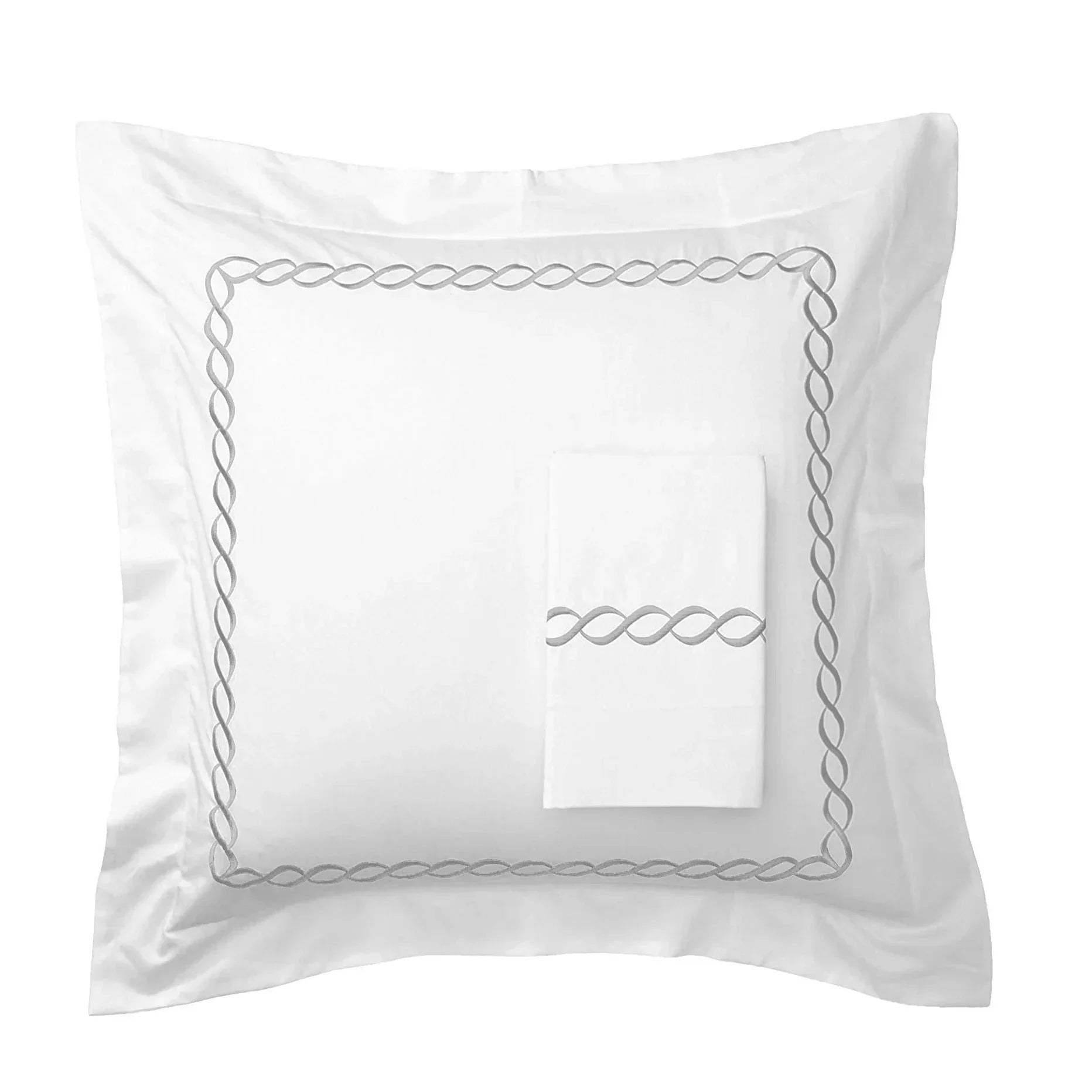 600 Thread Count Rope Embroidered Euro Sham Pairs, lifestyle image - House Of Avana