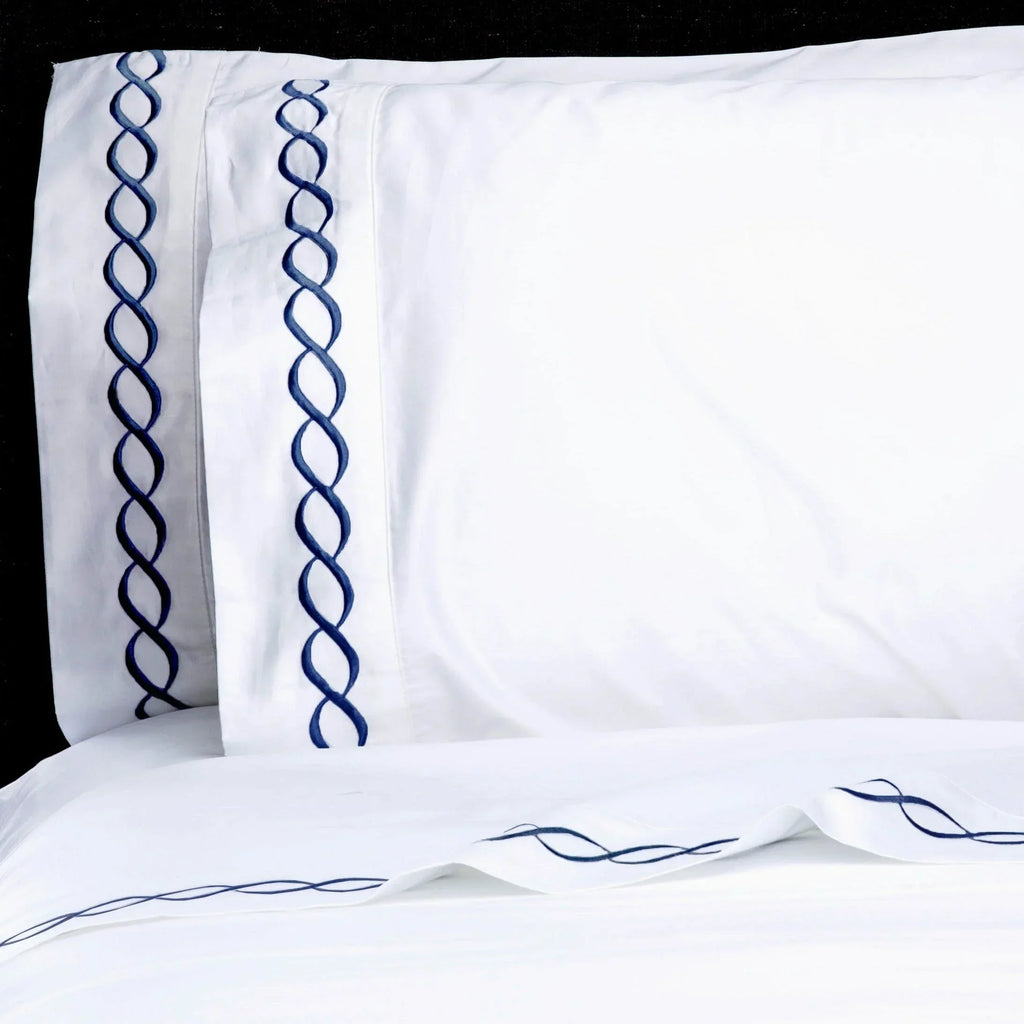 600 Thread Count Rope Embroidered Pillowcase Pair, front view - House Of Avana