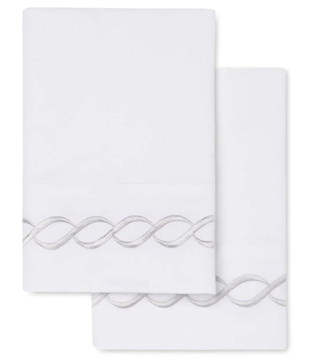 600 Thread Count Rope Embroidered Pillowcase Pair, top view - House Of Avana