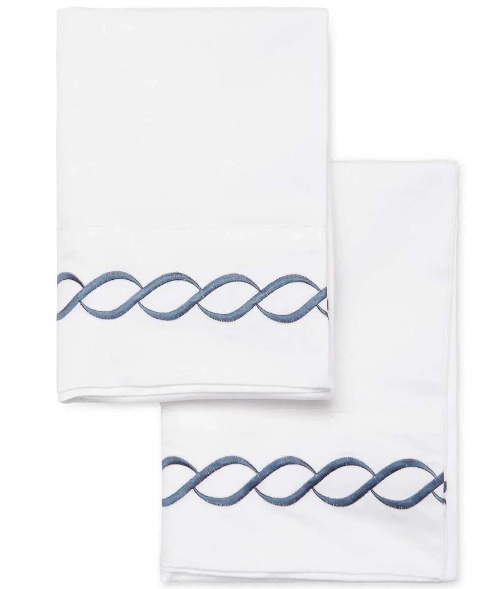 600 Thread Count Rope Embroidered Pillowcase Pair, angled view - House Of Avana