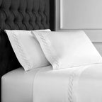 600 Thread Count Rope Embroidered Sheet Set, angled view - House Of Avana