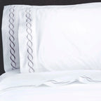 600 Thread Count Rope Embroidered Sheet Set, angled view - House Of Avana