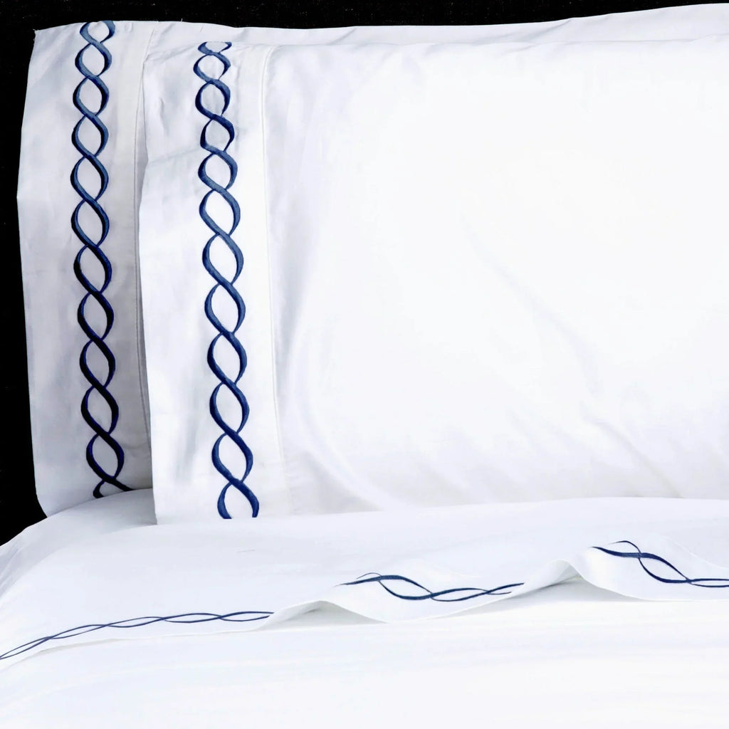 600 Thread Count Rope Embroidered Sheet Set, angled view - House Of Avana