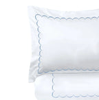 600 Thread Count Scallop Embroidered Duvet Set, texture detail - House Of Avana