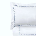 600 Thread Count Scallop Embroidered Duvet Set, angled view - House Of Avana