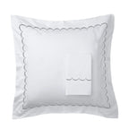 600 Thread Count Scallop Embroidered Euro Sham Pairs, front view - House Of Avana