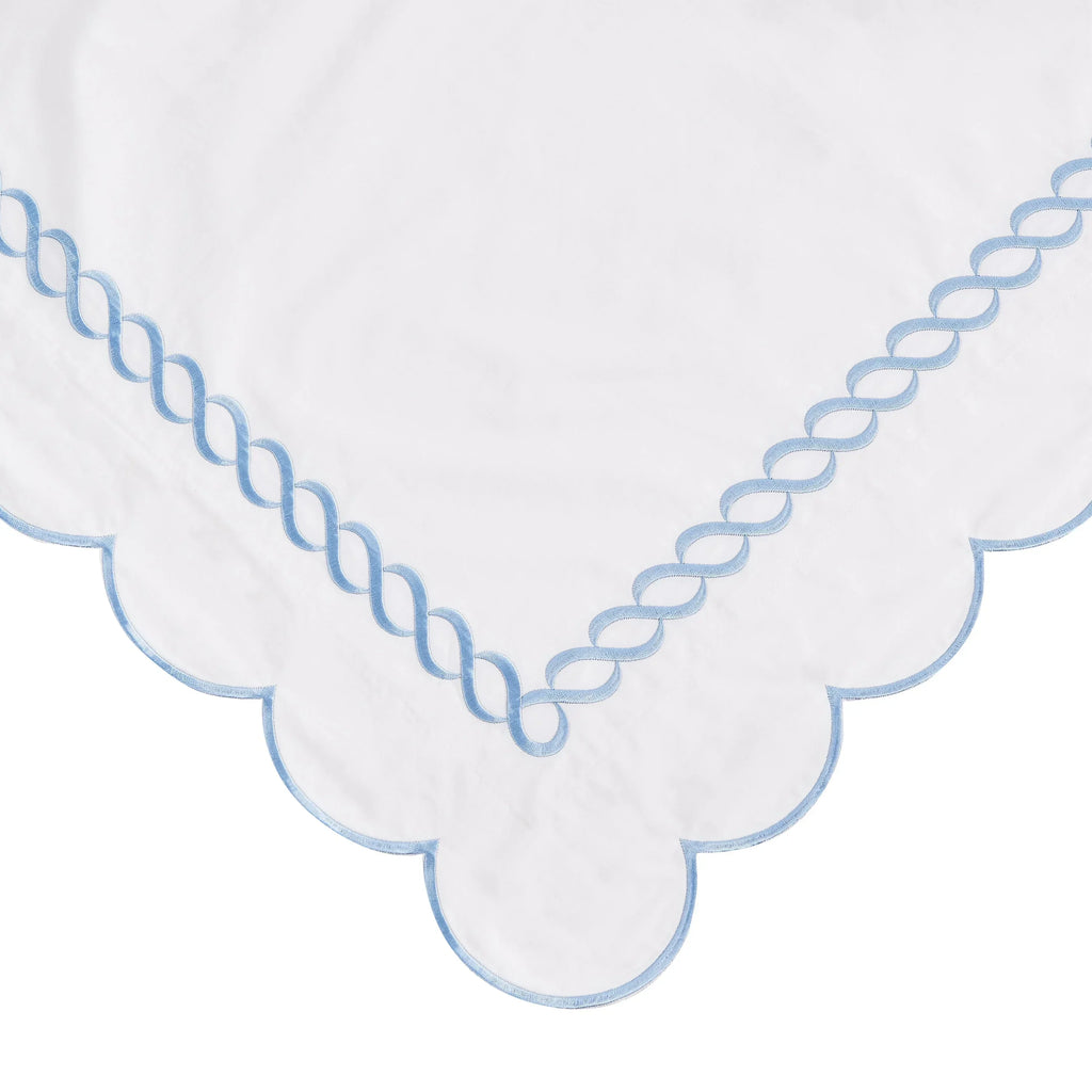 600 Thread Count Scallop Rope Embroidered Cotton Duvet Set, texture detail - House Of Avana