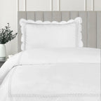 600 Thread Count Scallop Rope Embroidered Cotton Duvet Set, dimensions view - House Of Avana