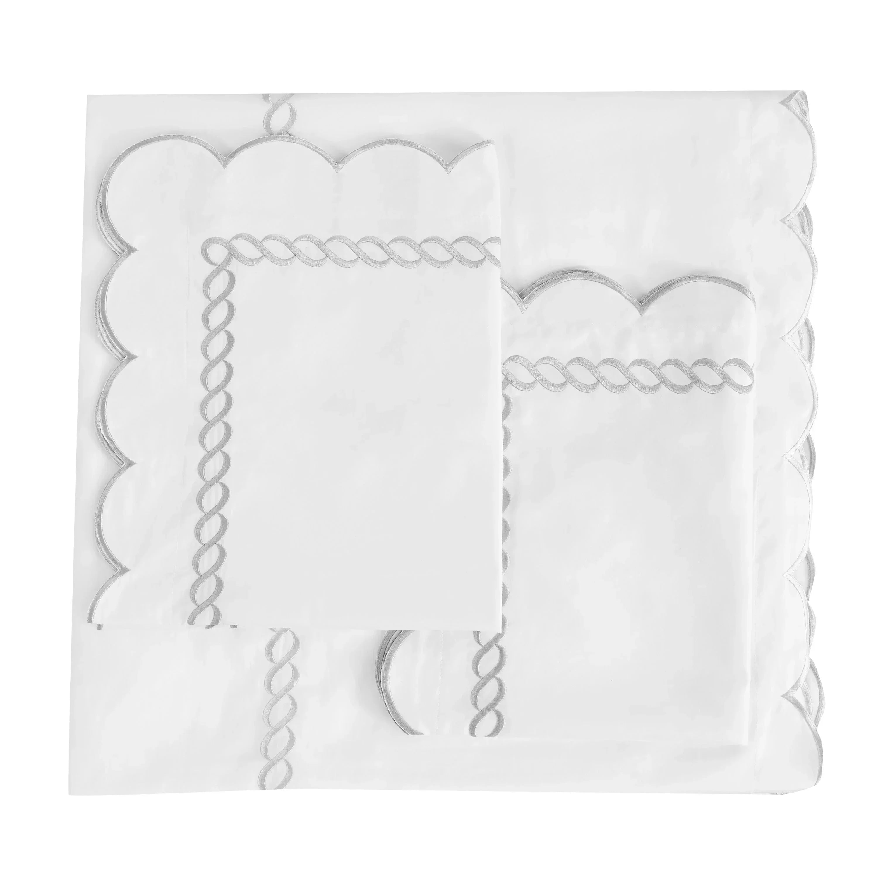 600 Thread Count Scallop Rope Embroidered Cotton Duvet Set, alternate view - House Of Avana