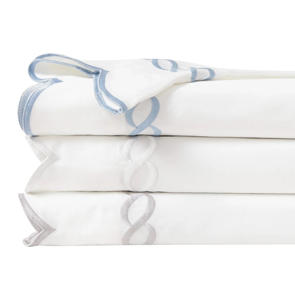 600 Thread Count Scallop Rope Embroidered Cotton Duvet Set, back view - House Of Avana