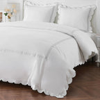 600 Thread Count Scallop Rope Embroidered Cotton Duvet Set, detail shot - House Of Avana