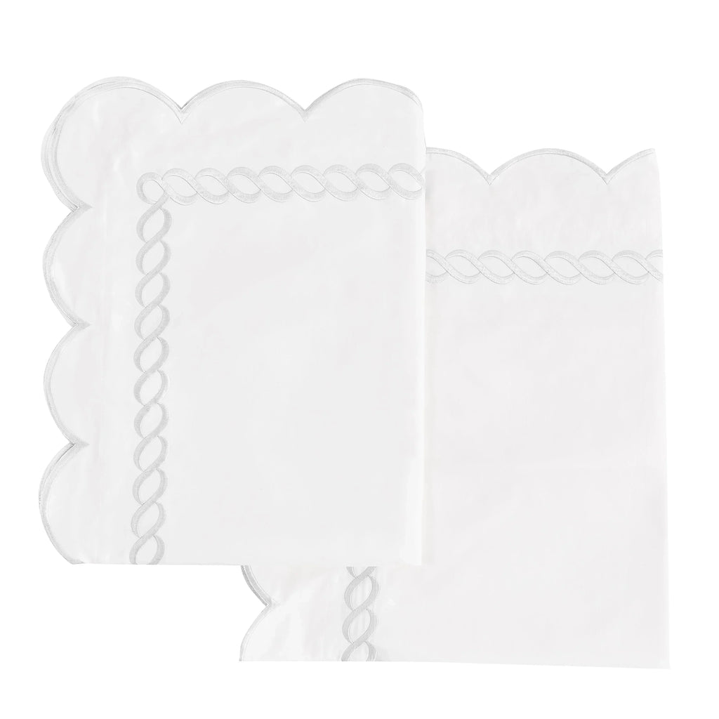 600 Thread Count Scallop Rope Embroidered Cotton Euro Sham Pair Mélange Home