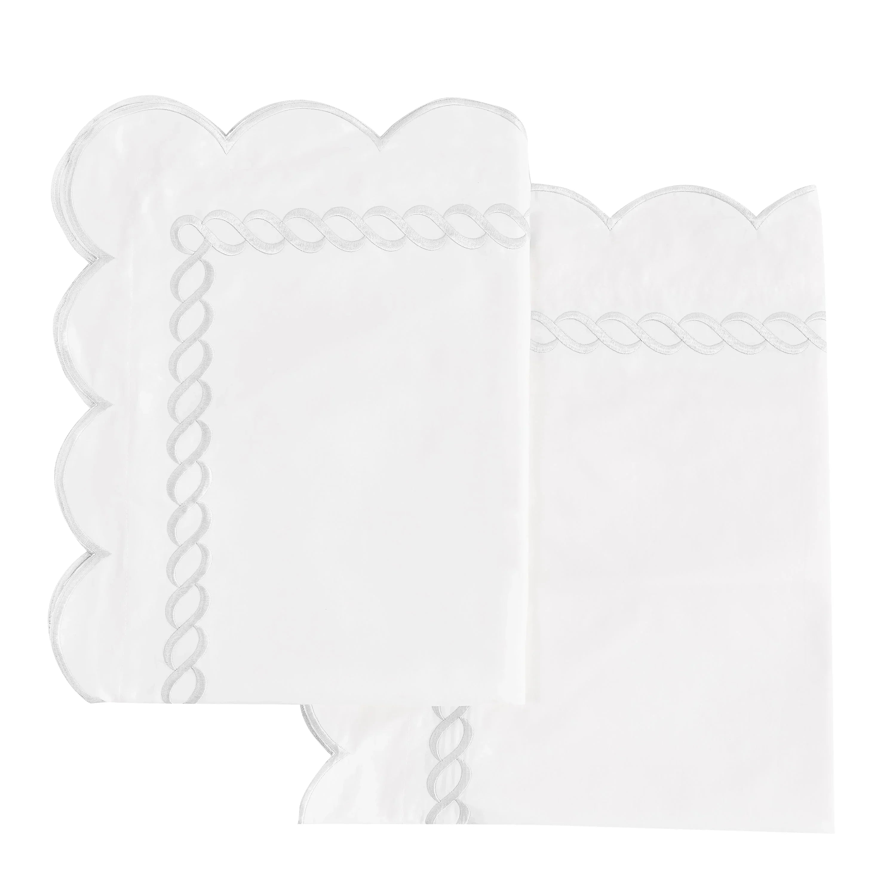 600 Thread Count Scallop Rope Embroidered Cotton Euro Sham Pair Mélange Home