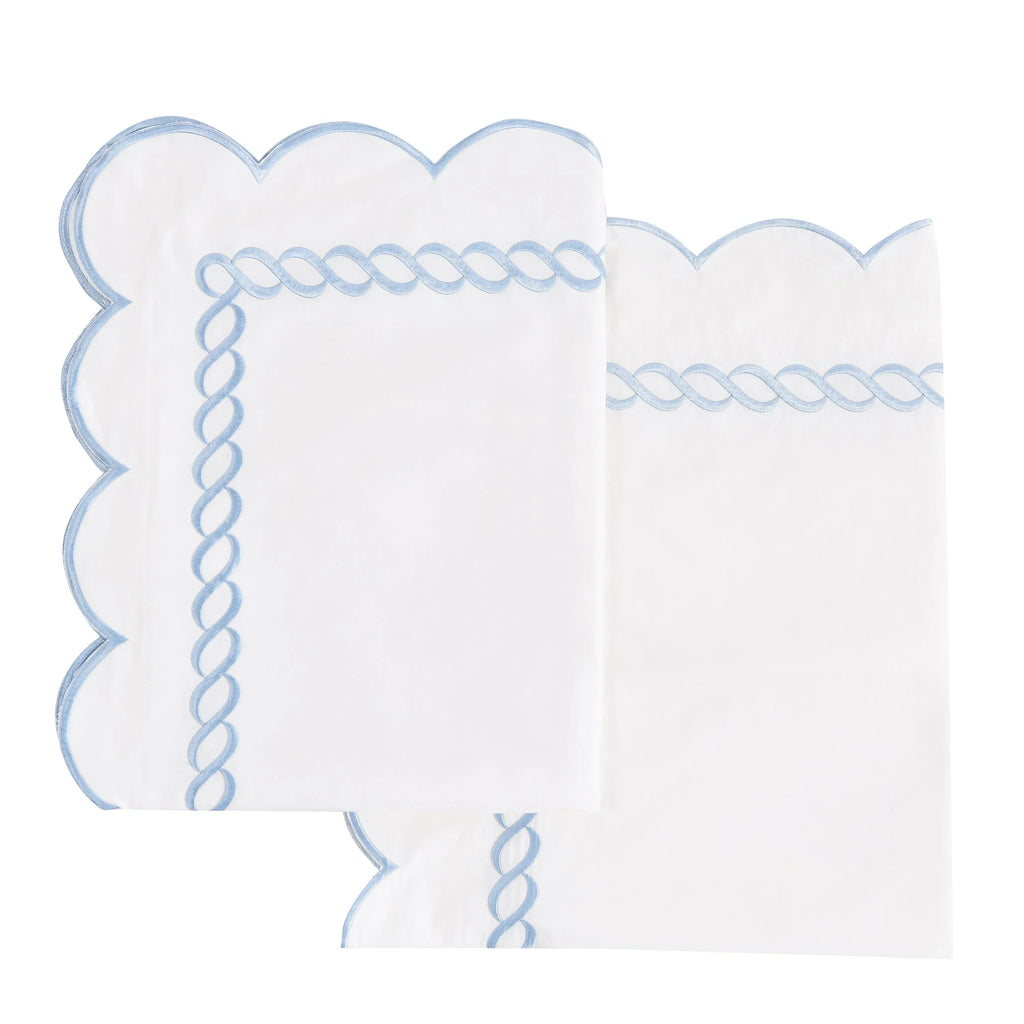 600 Thread Count Scallop Rope Embroidered Cotton Euro Sham Pair Mélange Home