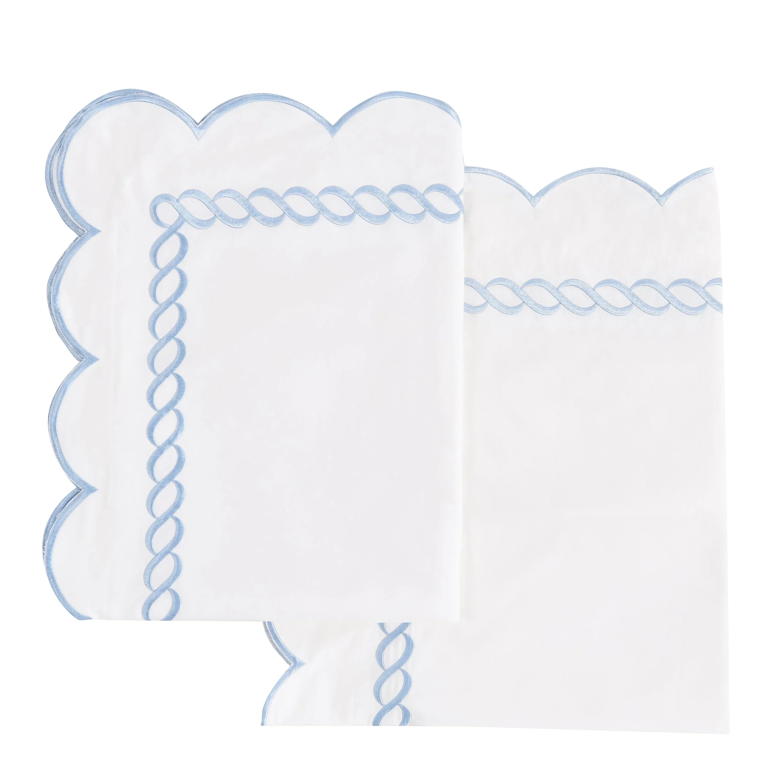 600 Thread Count Scallop Rope Embroidered Cotton Euro Sham Pair Mélange Home