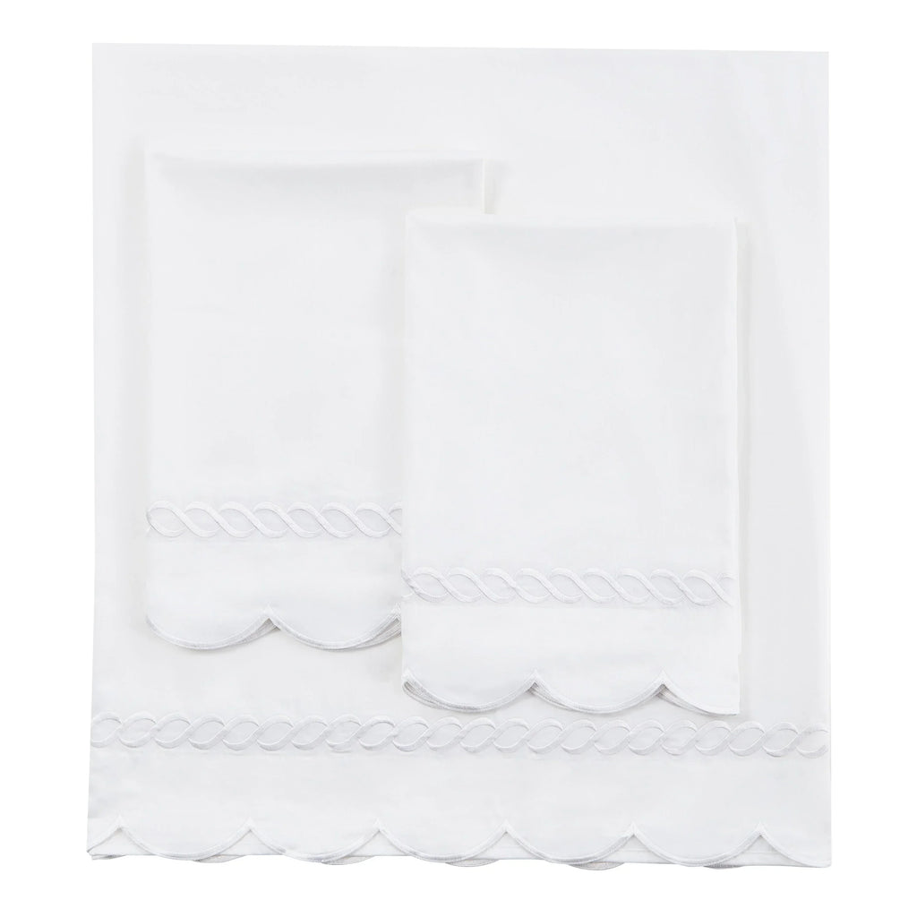 600 Thread Count Scallop Rope Embroidered Cotton Sheet Set, alternate view - House Of Avana