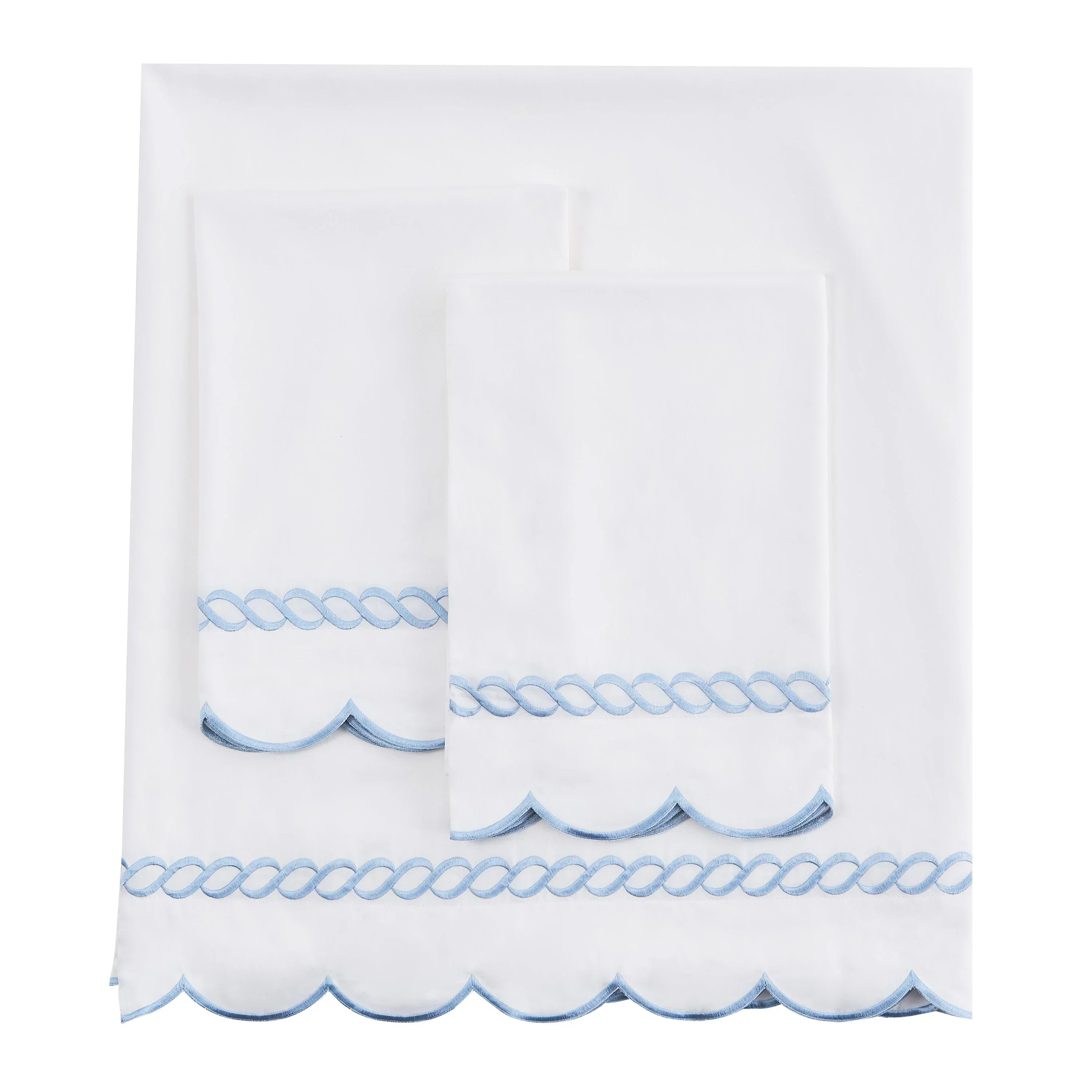 600 Thread Count Scallop Rope Embroidered Cotton Sheet Set Mélange Home