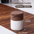 Wabi-Sabi Style Resin Toothpick and Swab Holder with Wooden Lid – Natural Look, Rustic Design, Perfect for Home Decor in Living Room, Dining Room, or Hotel – Ideal Gift for Christmas, Valentine'S Day, or Father'S Day, Too House Of Avana