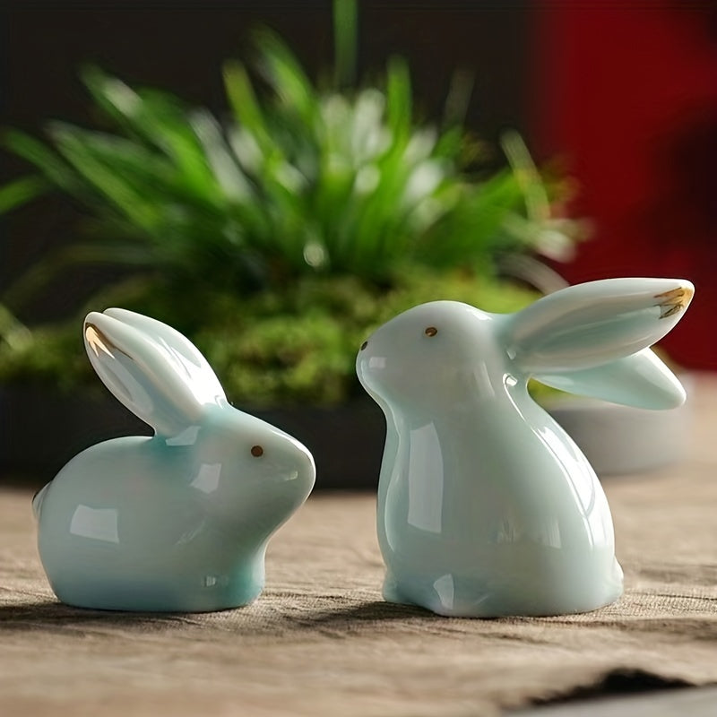 Bunny Figurine - Ceramic White Pair