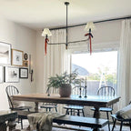 61 Inch Two Shade Linear Iron Pendant, side view - House Of Avana
