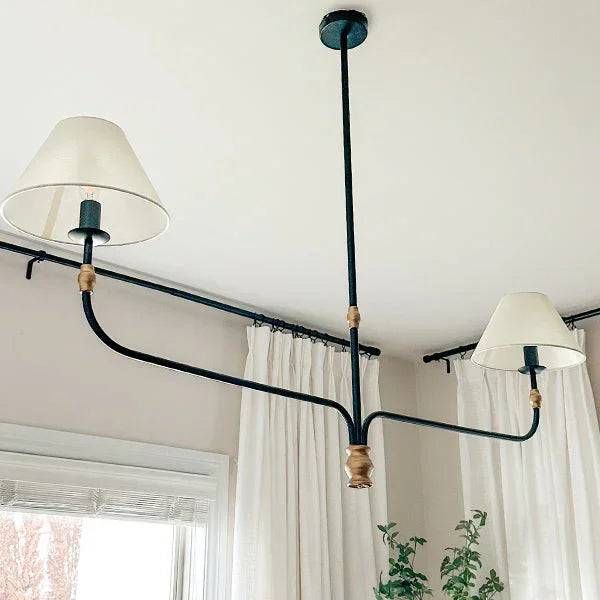 61 Inch Two Shade Linear Iron Pendant, detail shot - House Of Avana