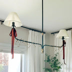 61 Inch Two Shade Linear Iron Pendant, angled view - House Of Avana