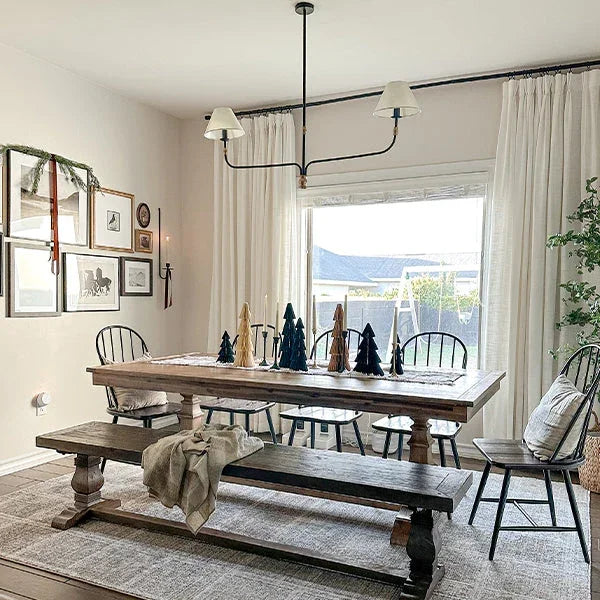 61 Inch Two Shade Linear Iron Pendant, angled view - House Of Avana