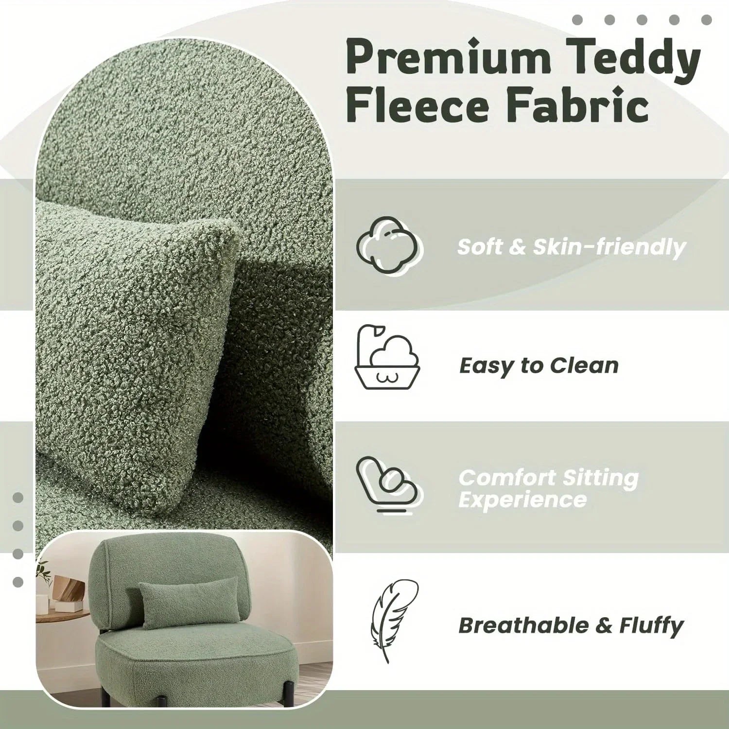 [Plush Extra Large Accent Chair] Plush Extra Large Mid Century Modern Accent Chair | Teddy Fabric Lounge Chair with Pillow, Sturdy Metal Frame (350lb) - Reading Armchair for Living Room, Bedroom & Office House Of Avana