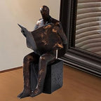 Reader Bookend Sculpture – Black Resin [[SKU:HOA-BKE-001]]
