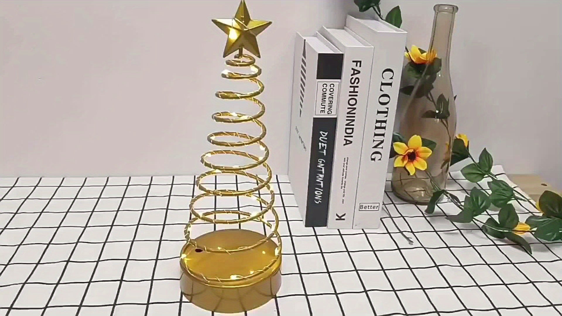 Shenzhi Tech LED Spiral Star Tree Light with Warm White Twinkling & Golden Star Topper - Modern Metal /Outdoor Tabletop Christmas Wedding Party Decor, Plug-Free Portable Spiral Lamp (AA Not House Of Avana