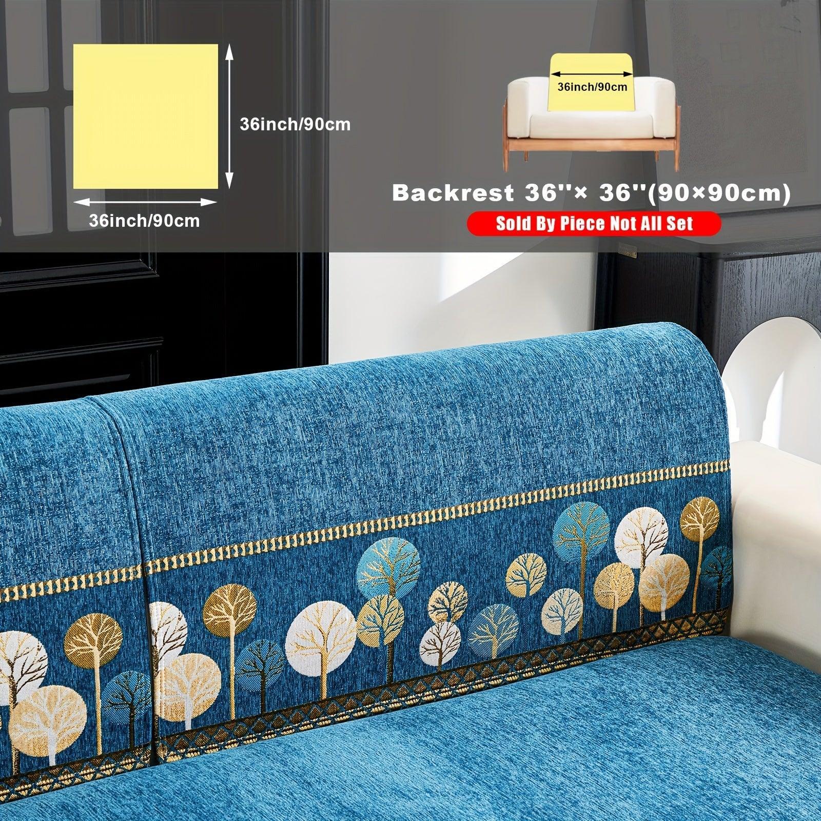 Pet Proof Couch Cover - Boho Chenille Sofa Cover with Tree Embroidery topspet