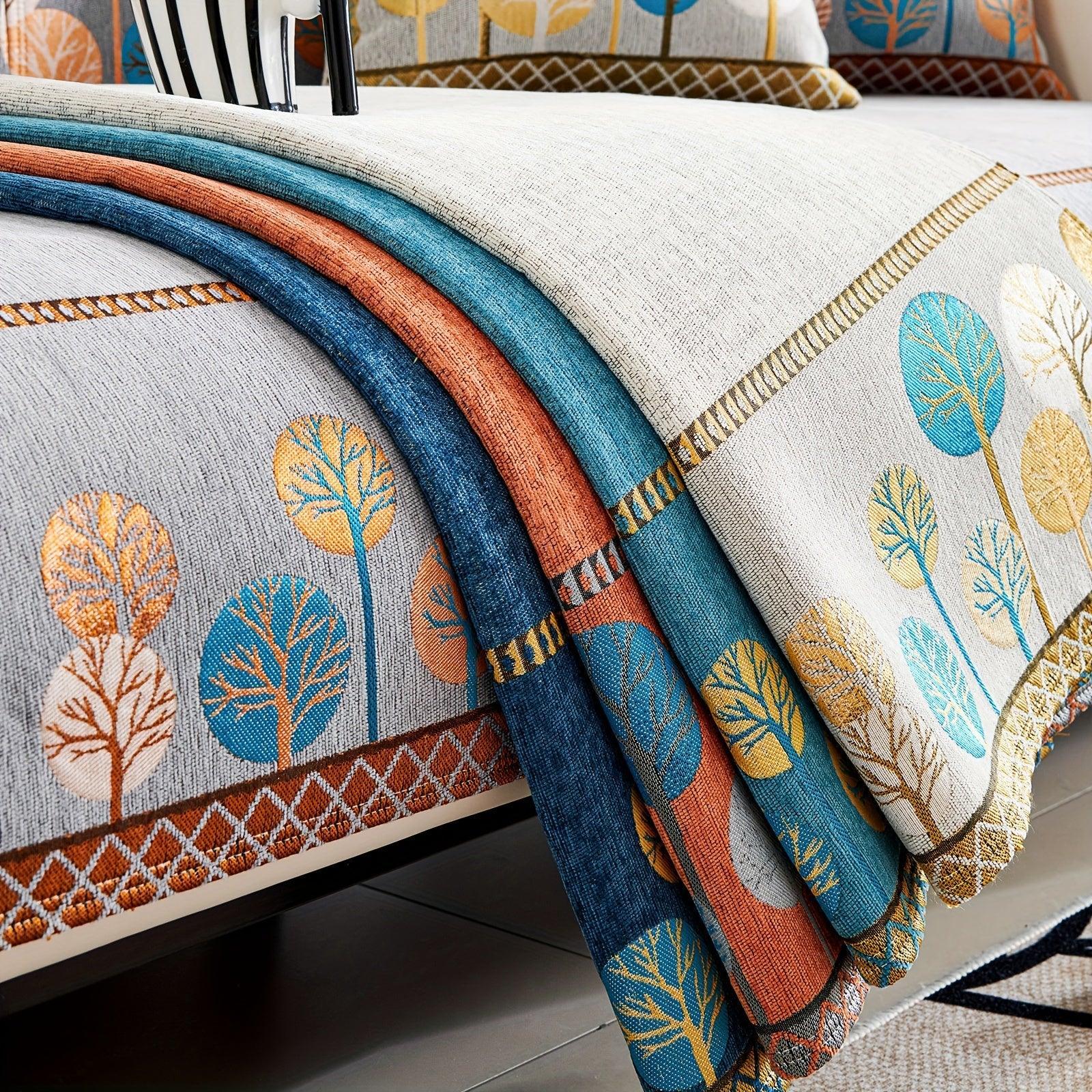 Pet Proof Couch Cover - Boho Chenille Sofa Cover with Tree Embroidery topspet