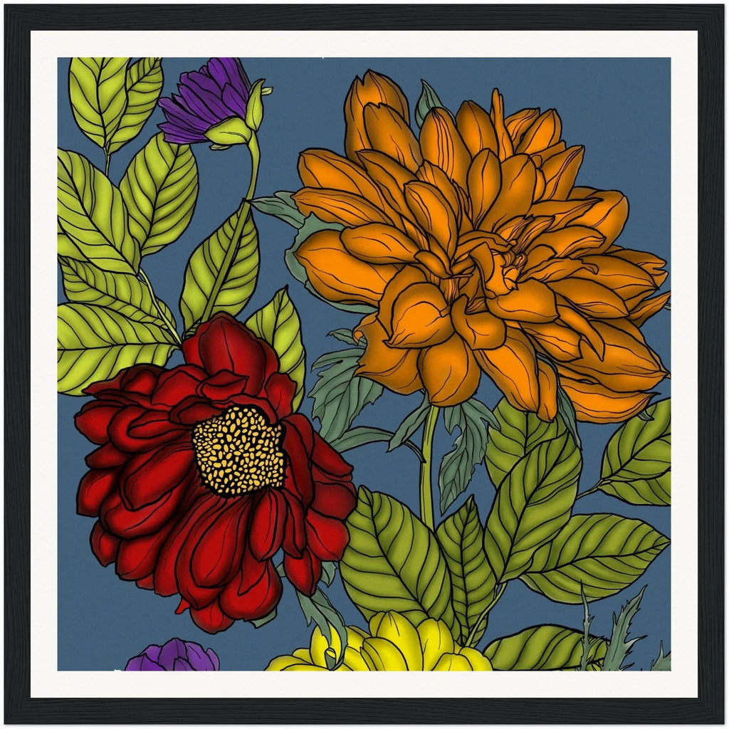 Framed Flower Art Poster – Realistic Design with Beautiful Flowers for Living Room or Kitchen Marissa's Boutique