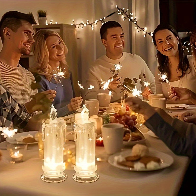 2pcs Flameless candle gap candle, perfect for family gatherings, candlelight dinners, Valentine's Day weddings, birthdays, bedroom decorations, holiday party supplies, Halloween and Christmas gifts. House Of Avana