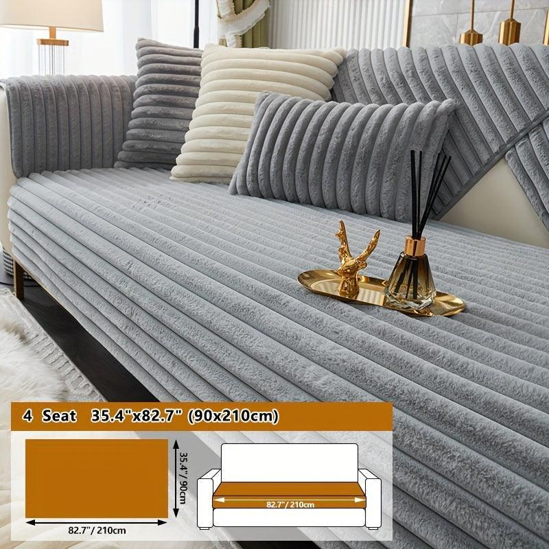 Luxurious Rabbit Fur Sofa Slipcover | Non-Slip Light Grey for dog use topspet