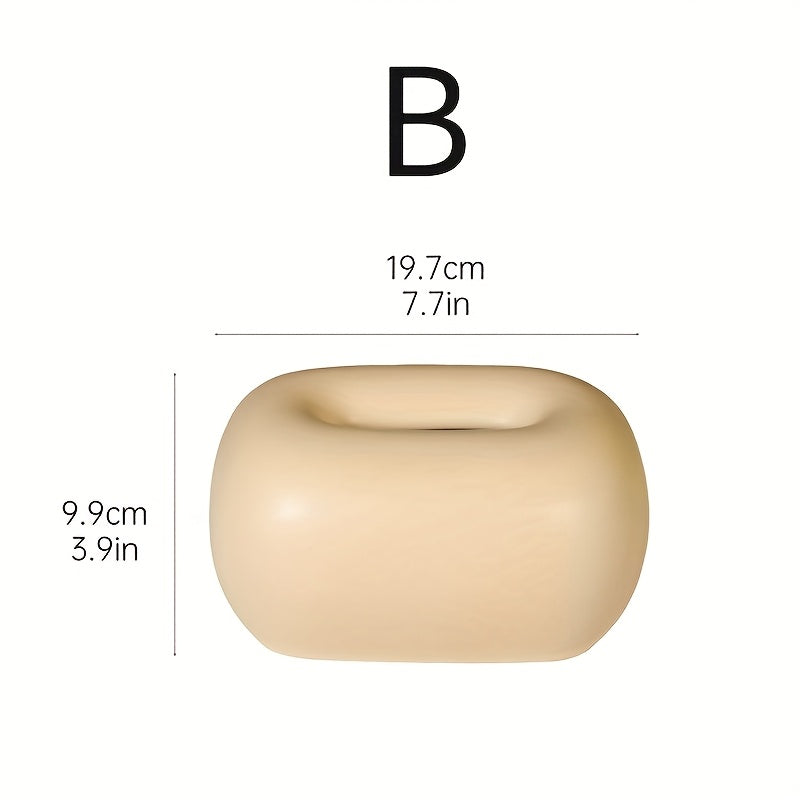 1pc Modern Minimalist Ceramic Tissue Box Holder - Sleek White Oval Design with Soft Interior, Stylish Home Decor for Living Room, Dining Table & Coffee Table Storage, Minimalist Home Decor House Of Avana