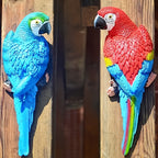 2pcs or 1pc Lifelike Red & Blue Parrot Statue - Realistic Hanging Garden Decor with Expressive Eyes & Feathers, Weather-Resistant Resin Construction for Outdoor/Indoor - Easy Hanging Hooks, No Electricity Needed - Perfect for House Of Avana