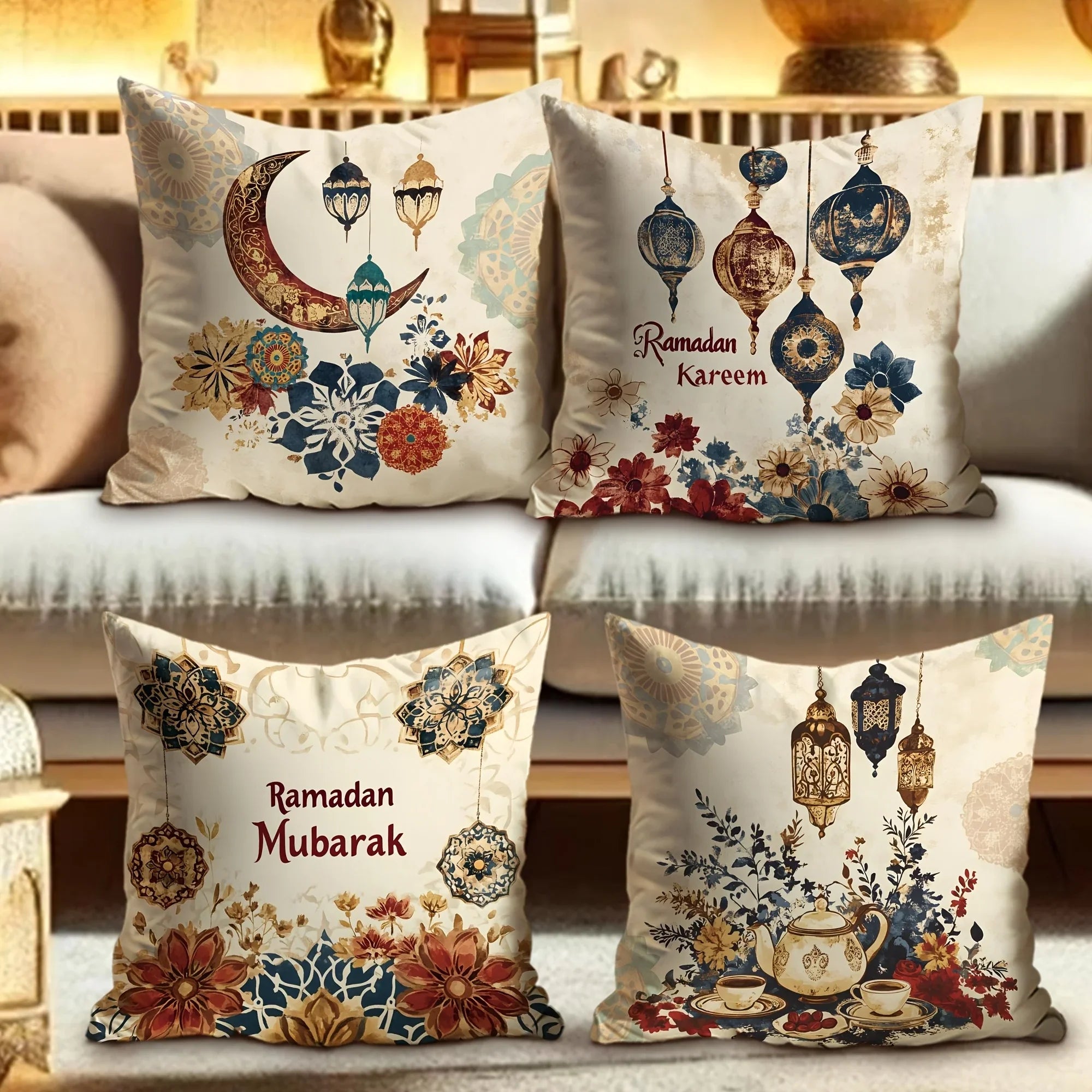 Pillowcase - Floral Polyester Lantern 45cm