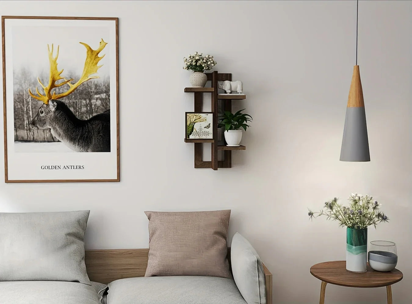 Floating Wood Shelves for Room Decor, Small Plant Display Holder Shelf, Hanging Shelves for Multiple Plants, Farmhouse Wall Mounted Shelf for Living Room, Bathroom, Bedroom - Rustic Brown House Of Avana