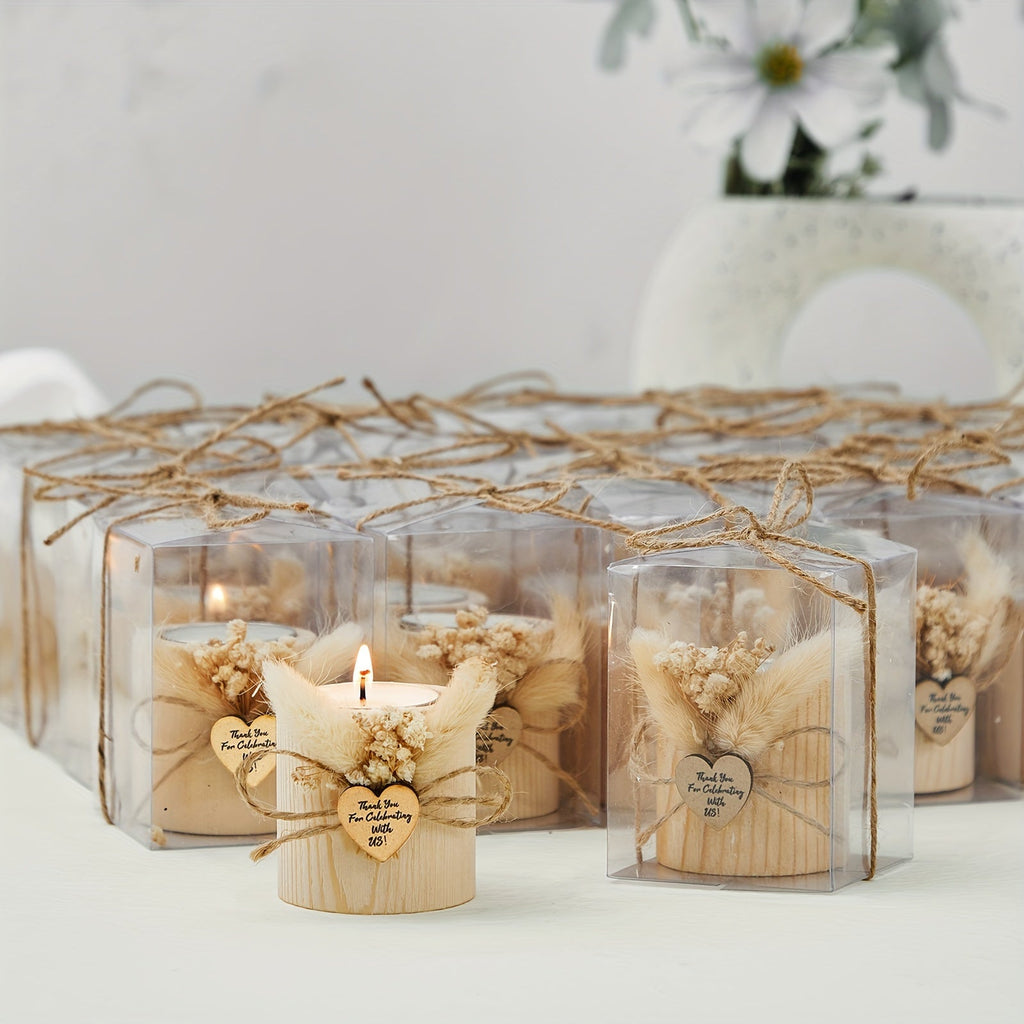 [Light Brown Wedding Party Candle Gifts] 50pcs Rustic Wedding Favor Candle Holders Bridal Shower Favors Candles Wedding Party Favors Wedding Wooden Candle Gifts Wedding Souvenirs for Guest Romantic Gifts Wedding Decorations, House Of Avana