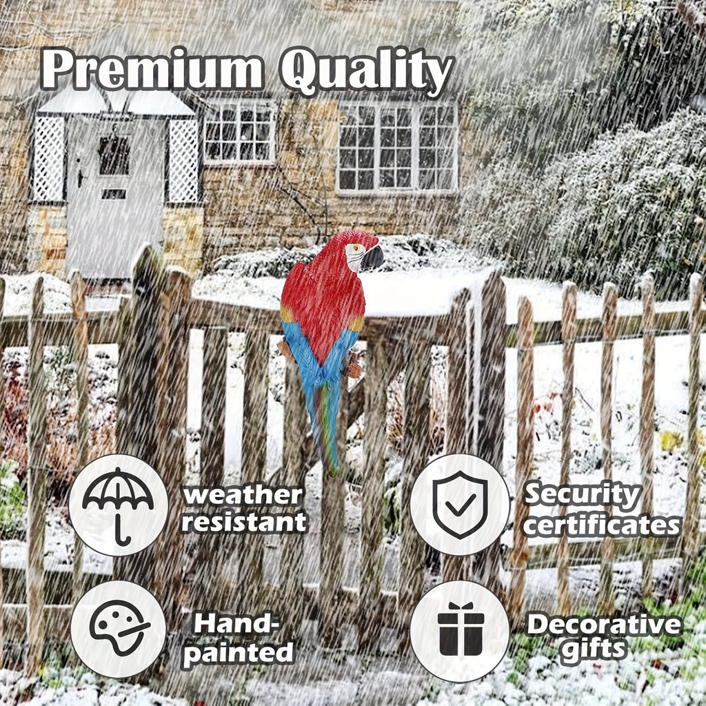 A Pair Simulation Parrot Wall Decoration, 12 Inch Lifelike Outdoor Golden Parrot Sculpture, Tropical Realistic Green And Red Parrot Bird Decoration, Used for Courtyard Gardens, Lawns, Trees, Walls House Of Avana