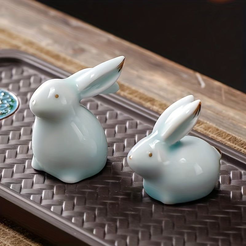 Bunny Figurine - Ceramic White Pair
