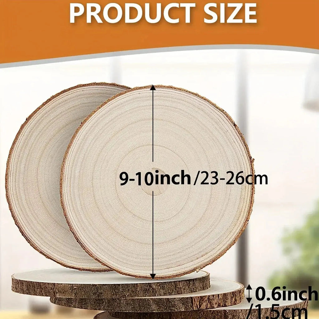 6/8/10 Pack 9-10 Inch Large Wood Slices for Centerpieces Natural Unfinished Wooden Chips for Wedding... - House Of Avana [[SKU:HOA-SCU-480]]