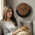 [Vintage Wooden Wall Clock] Vintage Rustic Wooden Round Wall Clock - Silent Battery Operated, 14/16/18 Inch, Black & Brown, Home Decor for Living Room, Bedroom, Office, Kitchen House Of Avana