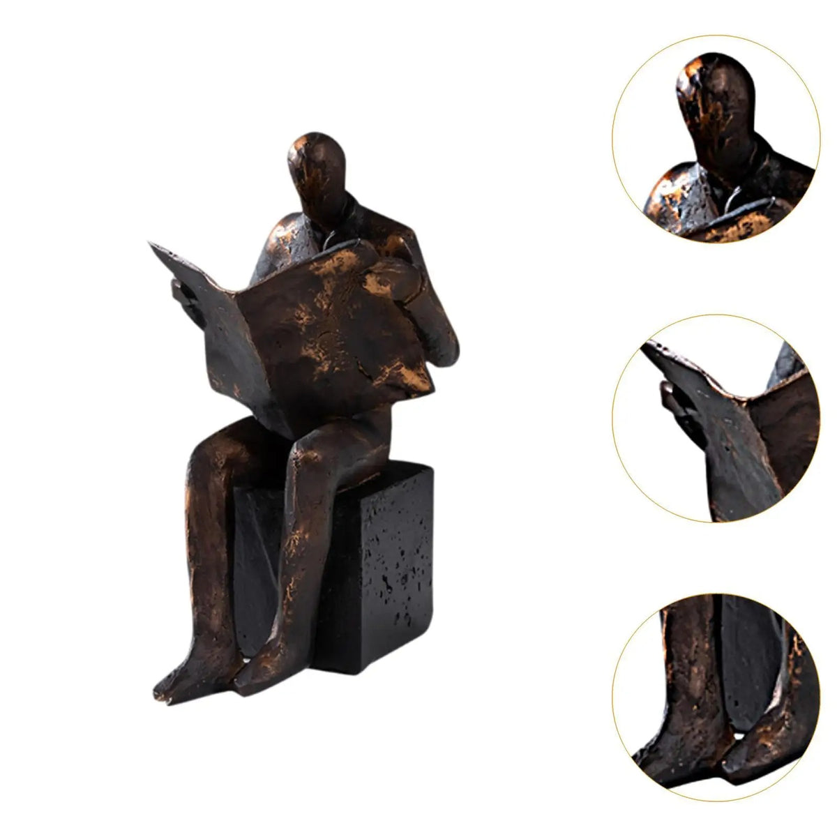 Reader Bookend Sculpture – Black Resin [[SKU:HOA-BKE-001]]