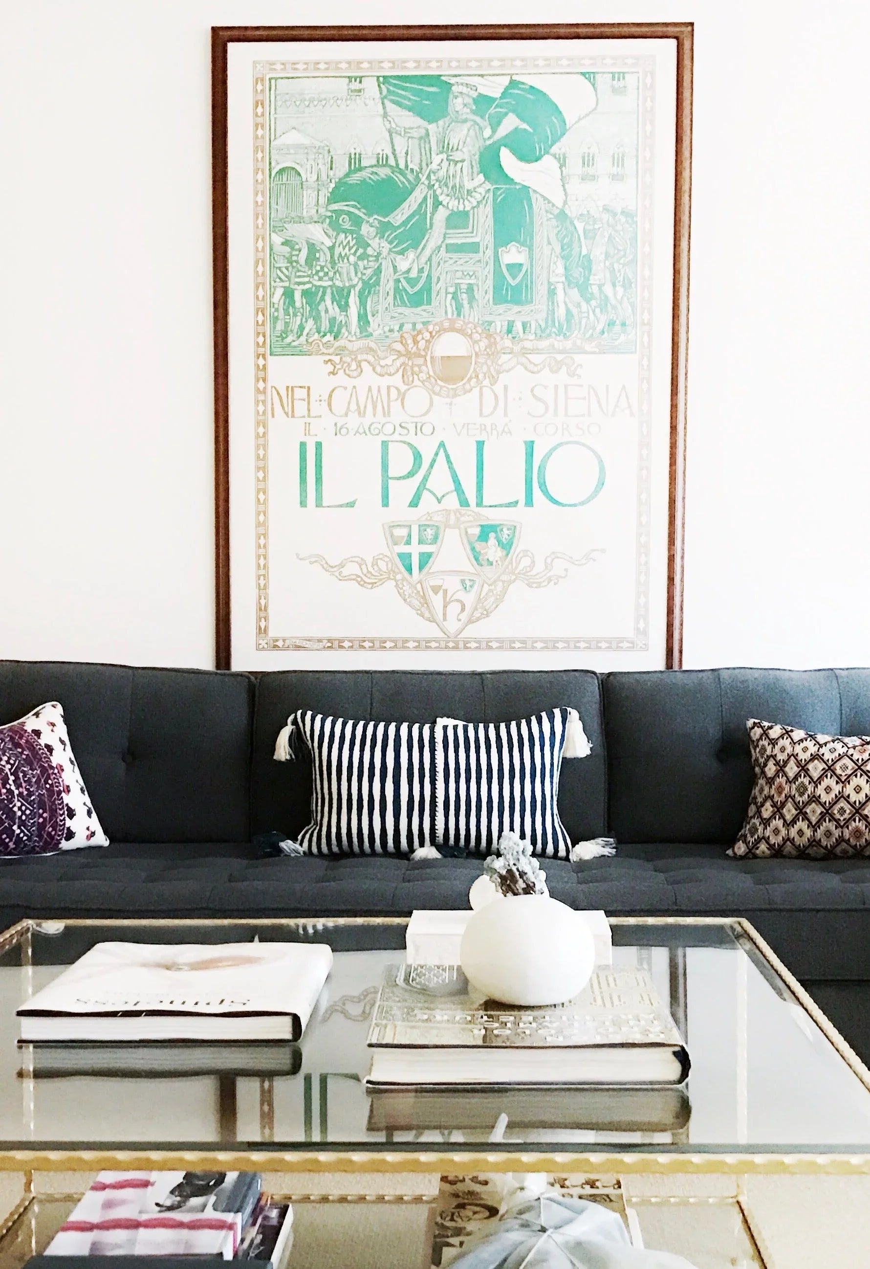 Antigua Pillow - Dark Teal Blue Archive New York